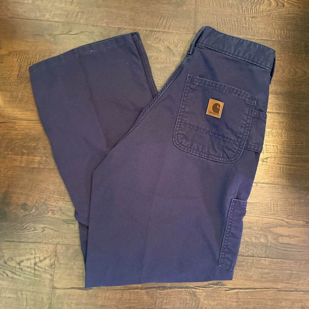 CARHARTT Men’s Navy Work Pants, Loose Original Fit